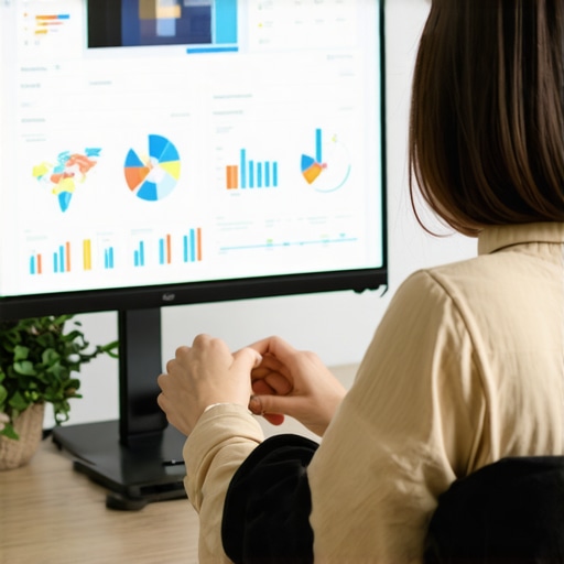 Digital marketer reviewing local SEO data analytics and maps.