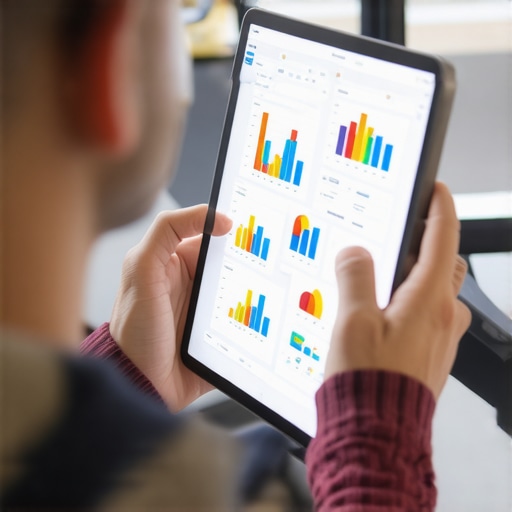 Contractor reviewing local SEO analytics on tablet.