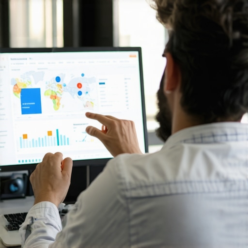 Digital dashboard showing local SEO metrics and maps