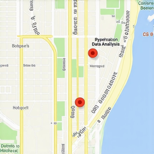 Map with GIS data and spatial demand hotspots for local SEO