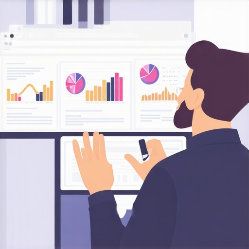 Business owner reviewing SEO analytics dashboard with maps and graphs