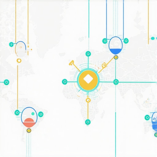 Infographic illustrating multi-location SEO setup with Google My Business profiles and schema markup.