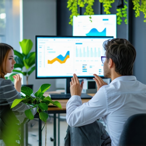 Team analyzing local SEO data with AI tools in a modern office