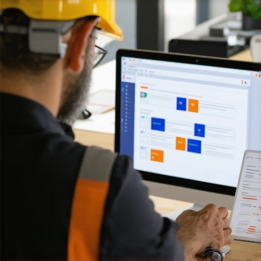 Contractor working on schema markup for local SEO success