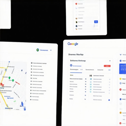 SEO specialist reviewing local search metrics on computer screens.