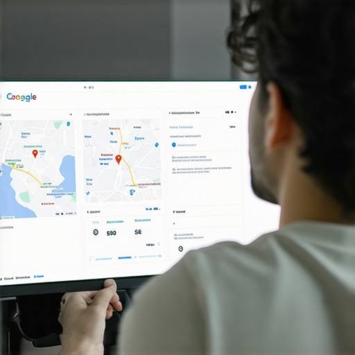 Expert analyzing local SEO data Marketing expert reviewing Google Maps rankings and SEO analytics.