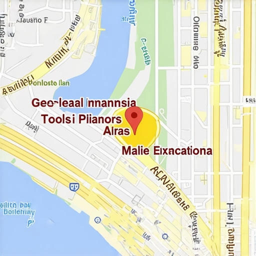 Geospatial Data for Local SEO Optimization Map with highlighted service zones and GIS analysis tools.