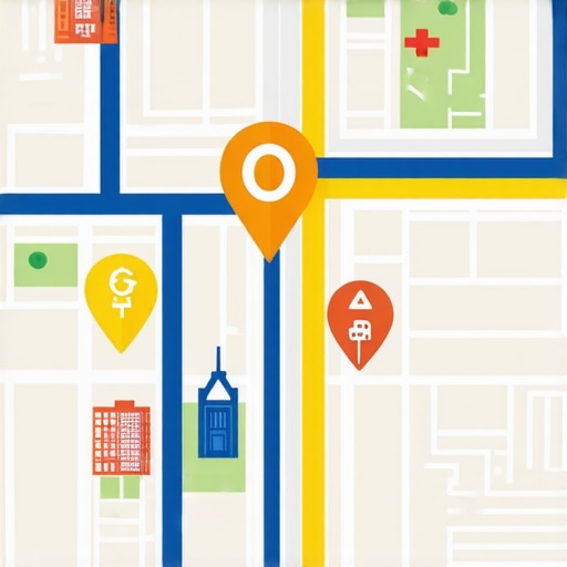 Map highlighting neighborhoods with local business icons, illustrating hyper-local SEO approach