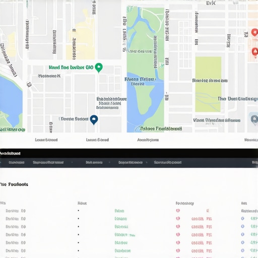 Screenshot of local SEO tools showing maps and ranking data