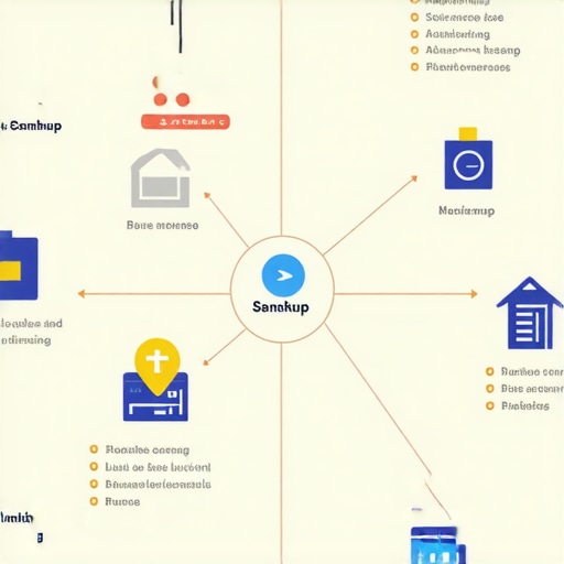 Diagram showcasing techniques for improving local map rankings, emphasizing schema markup, geo-targeting, and reviews.