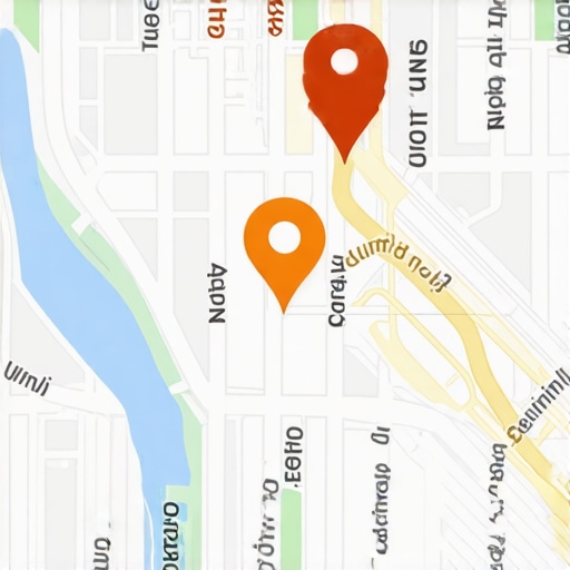 Detailed illustration of a digital map showing local service areas and SEO ranking icons.