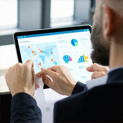 Trade professional reviewing local SEO analytics and map positioning