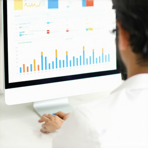 A person reviewing local SEO analytics and review sentiment analysis displayed on a computer.