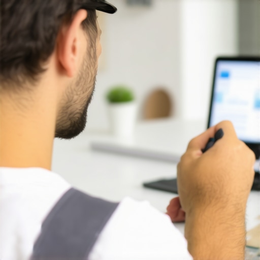 Plumber analyzing local SEO data on a digital device