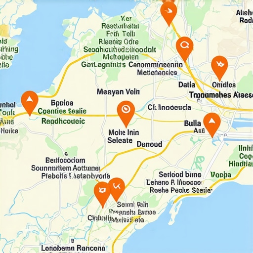 Geospatial Data Mapping for Local SEO Map showing service zones with analytics overlay to optimize local SEO