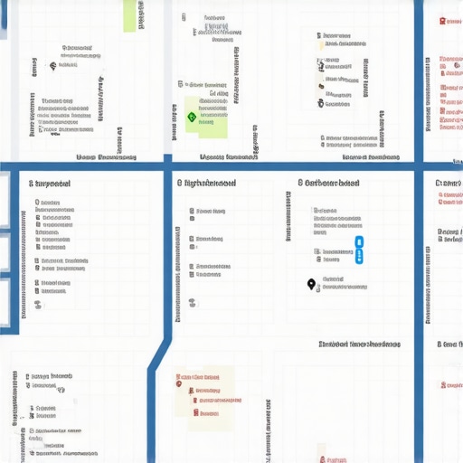 Map with neighborhood markers highlighting hyper-local keywords