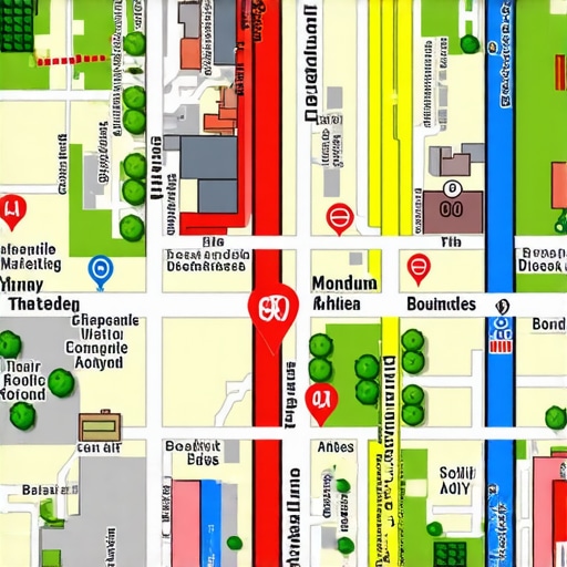 Map showing targeted neighborhood areas for local SEO marketing