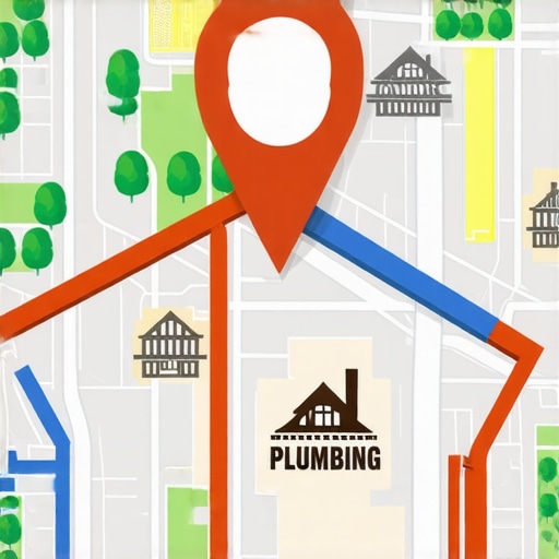 Localized Plumbing Service Map Map highlighting regional plumbing services surrounded by landmarks.