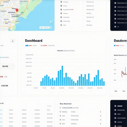 Screenshot of a sophisticated local SEO analytics dashboard showcasing maps, customer engagement metrics, and keyword insights.