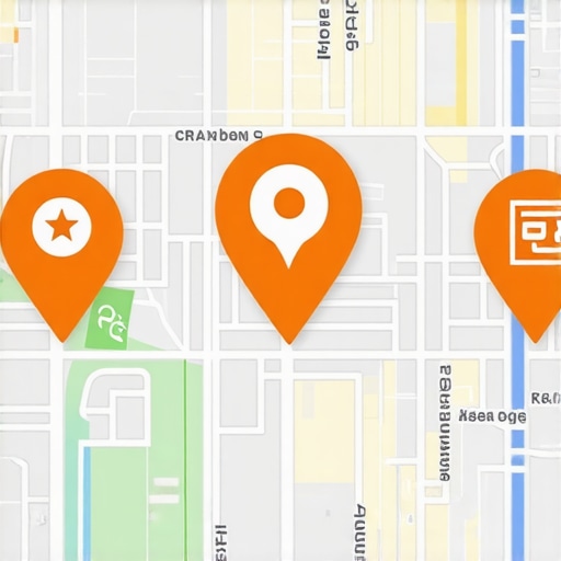 Advanced Local SEO Map Strategies Illustration of local SEO tactics on a digital map including reviews, schema, and rankings.