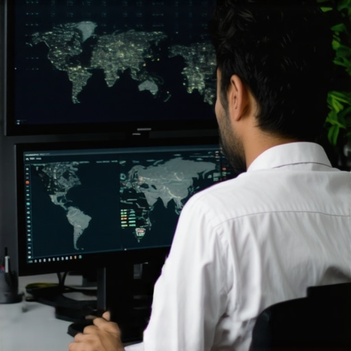 Professional examining local SEO analytics and map ranking data.