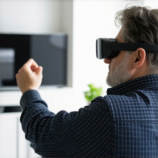 Homeowner using AR glasses to visualize renovation projects at home