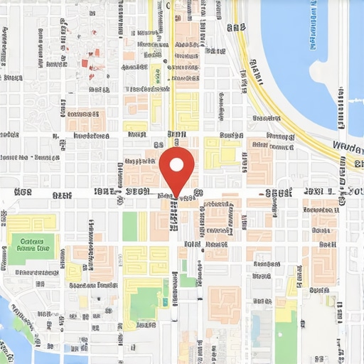 Illustration of a digital map with data overlays highlighting targeted areas for local SEO strategy.