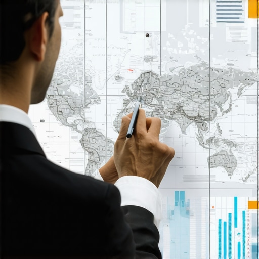 A professional analyzing local demand and competitor data on a digital map.