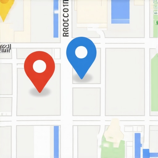 Digital map showing business location pins and navigation elements.