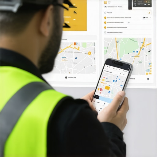 Contractor analyzing local SEO metrics on a digital device