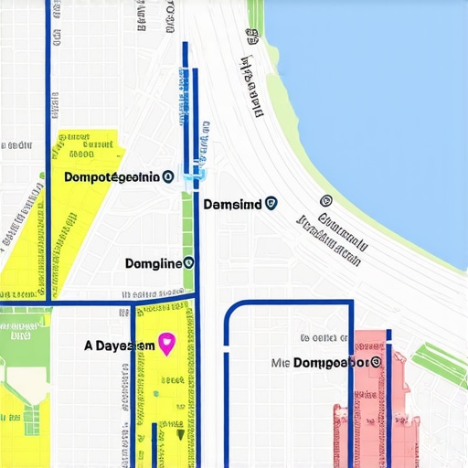 Map illustrating targeted neighborhood zones for local trade marketing