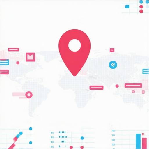Map with data points and analytics overlay demonstrating behavioral insights for local search optimization