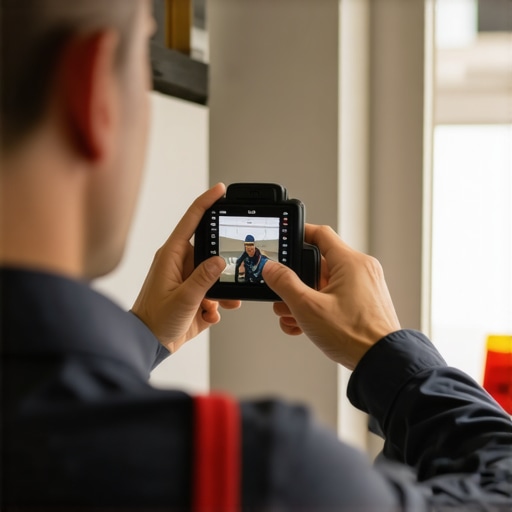 Plumber photographing completed work to enhance online map ranking