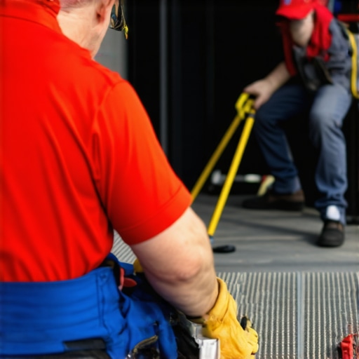 Plumber working on site with branded equipment and geotagged image