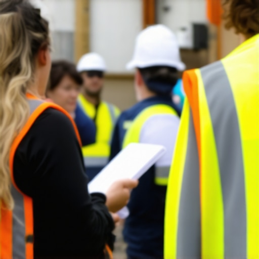 Tradespeople participating in a neighborhood event, showcasing local community involvement.