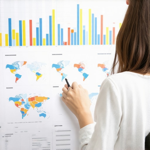 Expert analyzing local SEO data for maps optimization SEO analyst reviewing maps ranking data with charts and maps.