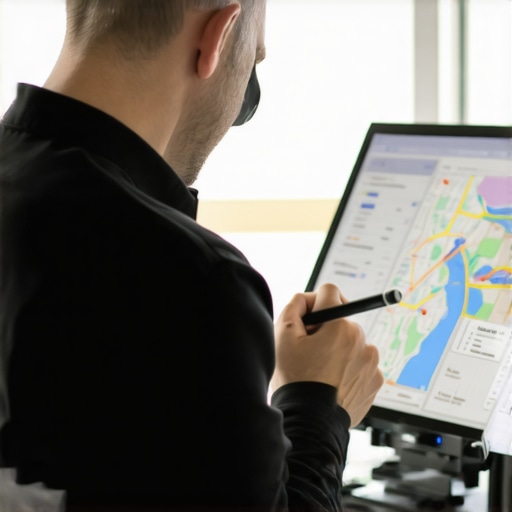 Geospatial Mapping for Local SEO Plumber working with digital map overlays and GIS analysis tools.