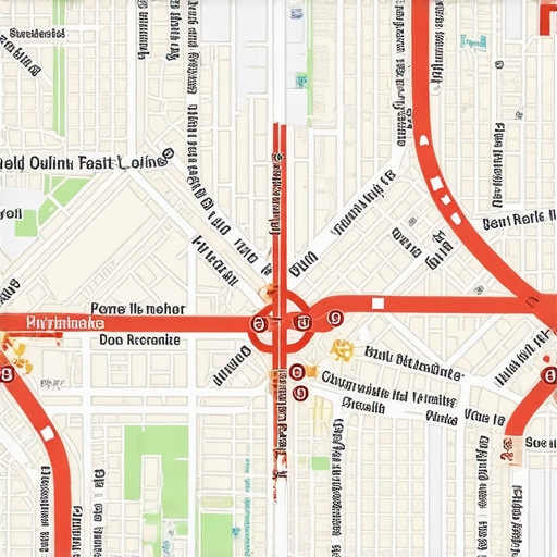 Illustration of neighborhood data overlays showing foot traffic and demand patterns