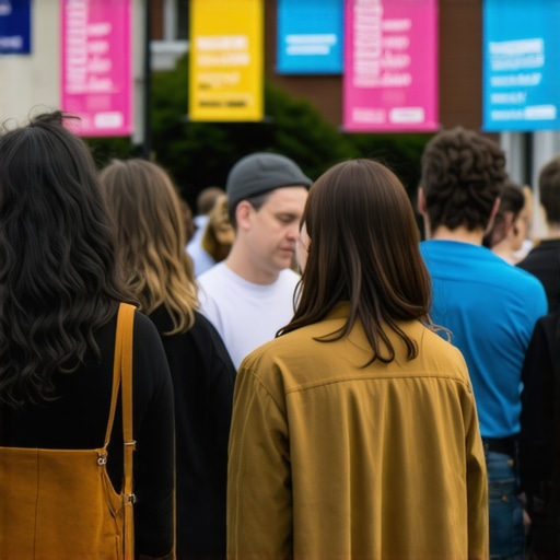 Community members participating in a neighborhood event promoting local plumbing services.