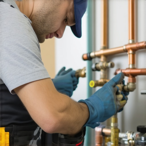 A plumber working on pipes in a neighborhood, illustrating local service proficiency.