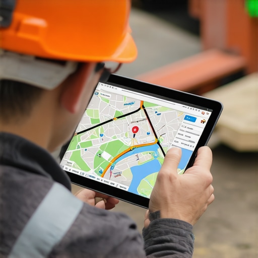 Contractor analyzing geospatial data on a tablet for local search optimization