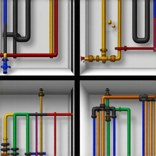 A detailed 3D visualization of a plumbing upgrade project with annotations highlighting key improvements