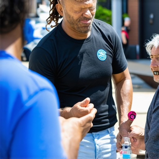 Service provider participating in neighborhood event