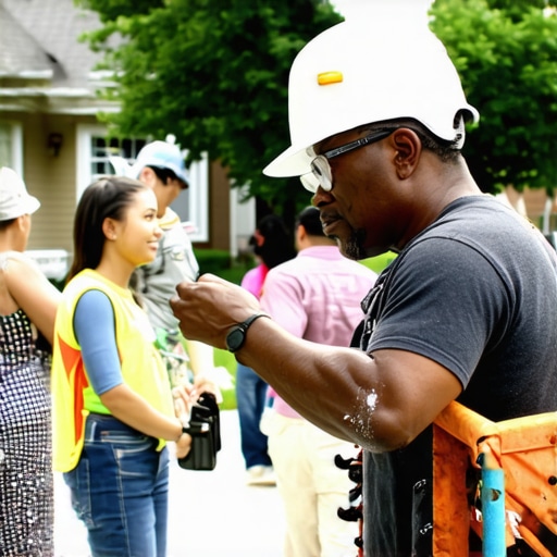 Tradesperson interacting with local community members
