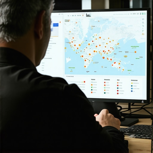 Contractor analyzing local SEO metrics and maps on his computer.