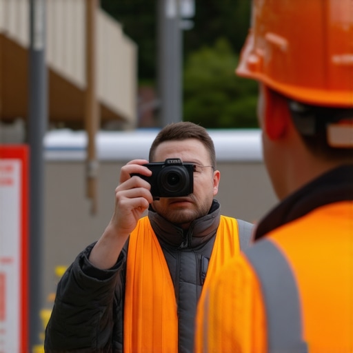 Contractor capturing live job site images for local SEO enhancement