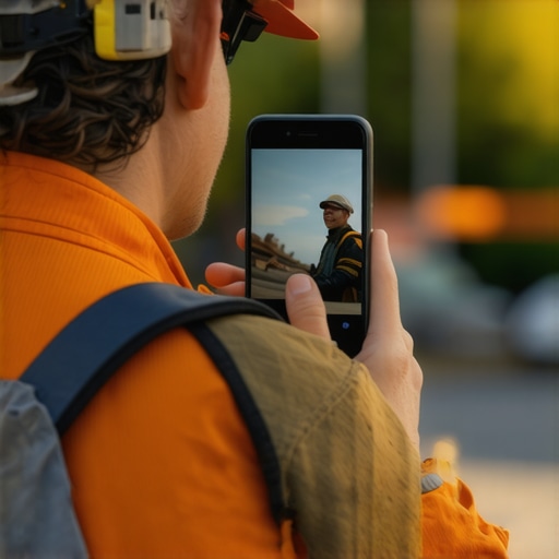 Contractor recording a construction project with a smartphone for visual proof.