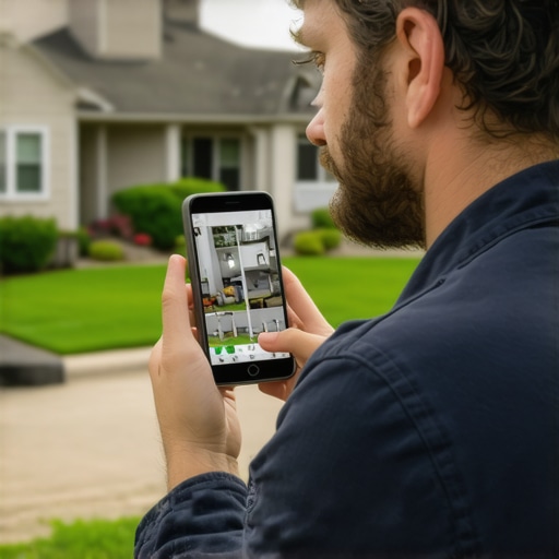 Plumber uploading live project photos to boost Google Maps rankings in a neighborhood setting.