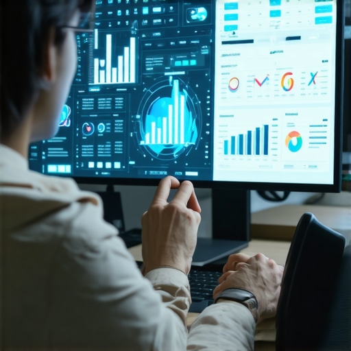 Business owner reviewing AI-powered local SEO analytics on a digital interface.