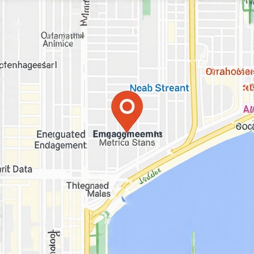 A conceptual illustration of geo-fencing zones overlaid on a map, showing customer engagement metrics.